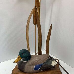 Vintage Mallard Duck Lamp with Reeds & Cattails Jennings Decoy Co.